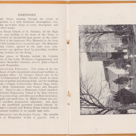 Jarvis Brothers promotional  brochure on Harpenden in the late 1930s
