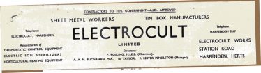 Letterhead for Electrocult, c 1950