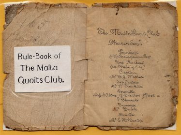 The Malta Quoits Club - Rule-book.  Mr C Watler was team-captain. | LHS collection