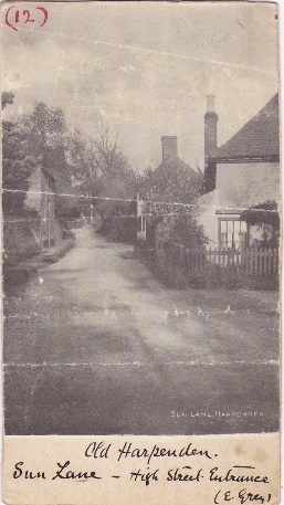 Old Harpenden (12). Sun Lane - High Street Entrance. No script on reverse | LHS Archives - LHS 16257