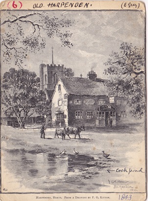 Old Harpenden (6) Old Cock Inn and Cock Pond. On reverse Edwin wrote 
