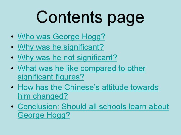 George Hogg - his significance - 2